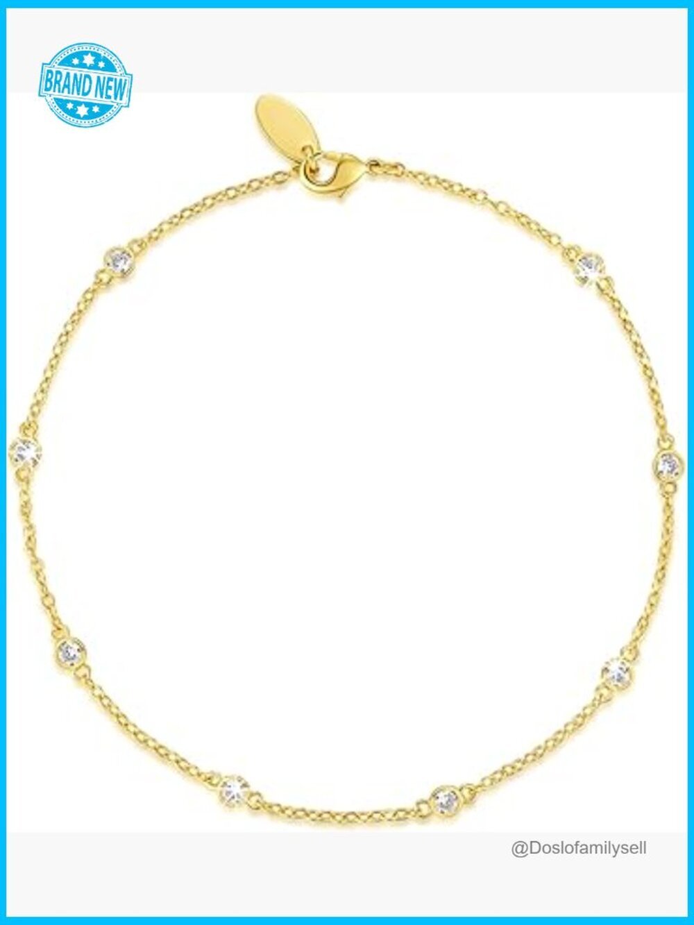 14K Gold Ankle Bracelet with Diamond Station Chain Elegant Minimal Chic